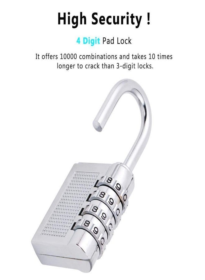 House Hatch Bag Lock Pad Lock Combination Locks for Door Password Key Home Digital Finger Padlock Deal Security Smart 4-Digit Safe Pin Hand Bag (Pack of 1) Silver - Image 2